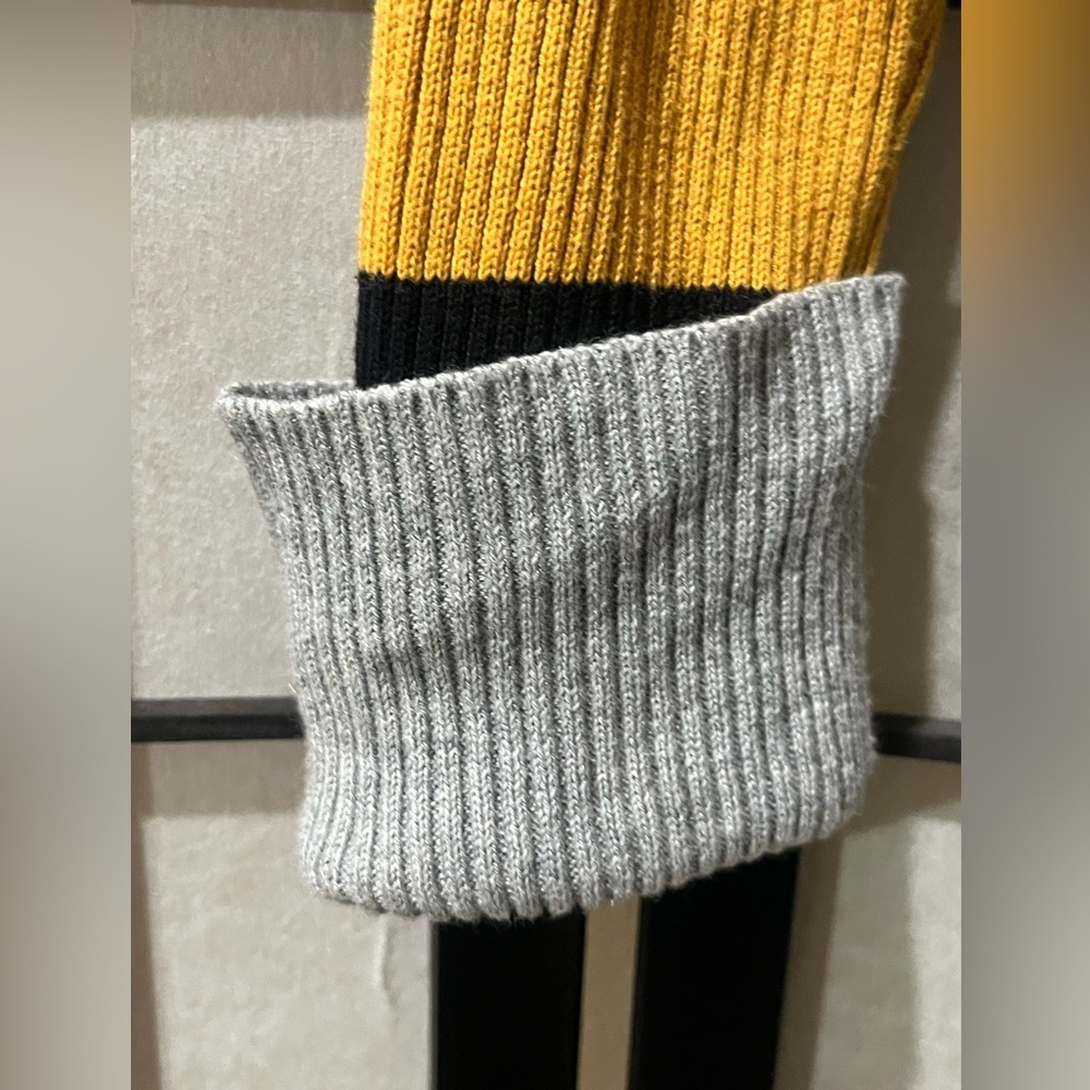 Sophie Rue PATCH POCKET STRIPE Ribbed Colorblock Sweater - Gray & Rust SIZE S - Picture 9 of 12